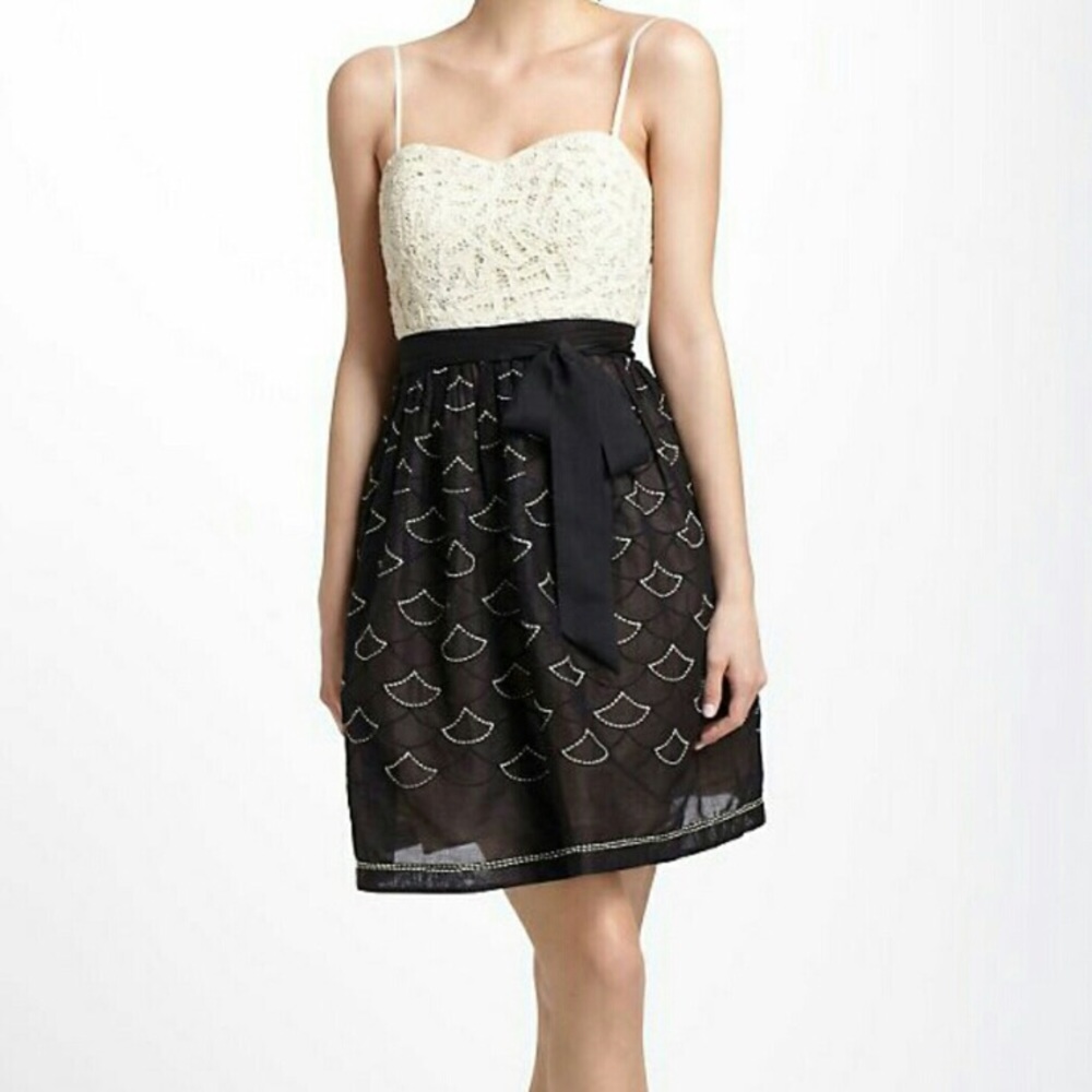 Anthro Meadow Rue Dress 10 Cream Black
